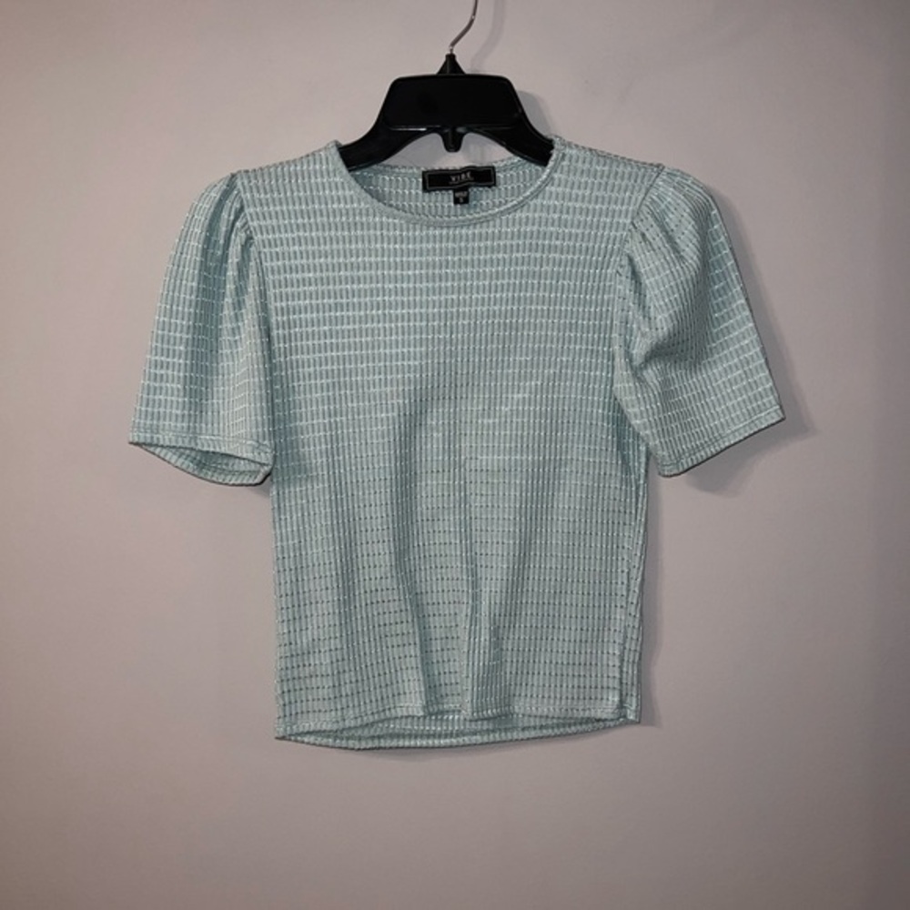 Shimmery ribbed blue top vibe sportswear size small